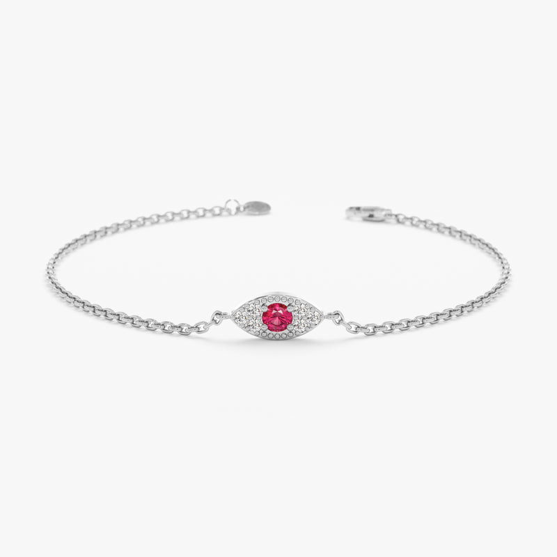 white gold protection ruby eye bracelet