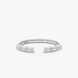 Baguette Diamond Open Cuff Ring, Myn