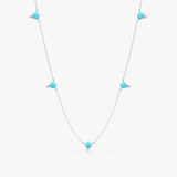 handcrafted solid white gold necklace with multiple turquoise stones and Natural white diamonds 