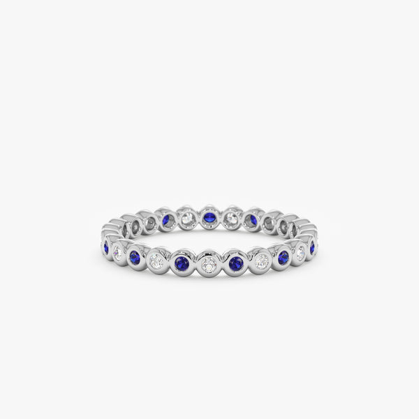 white gold natural gemstone band
