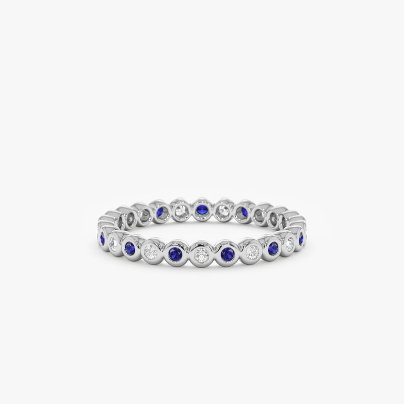 white gold natural gemstone band