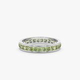 white gold peridot eternity band