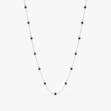 solid white gold bezel setting natural sapphire station necklace