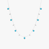 Turquoise & Lab Grown Diamond Station Necklace, Virey