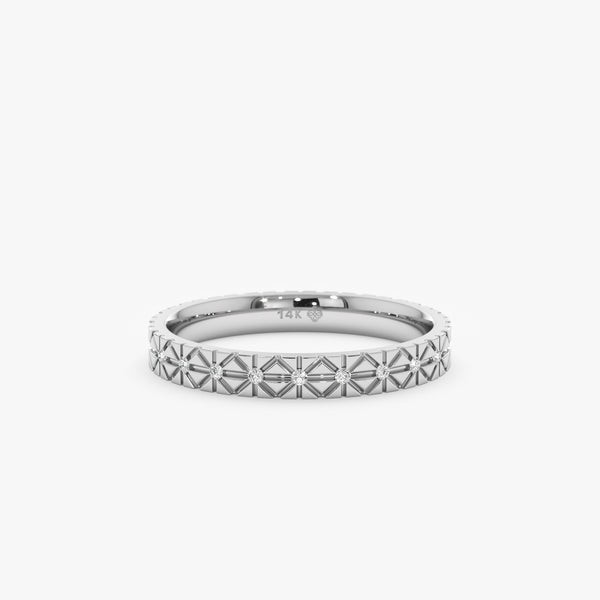 white gold natural diamond textured band