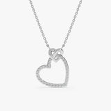 14k white gold double heart shape pendant necklace 