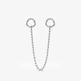 Handmade 14k solid white gold cuban chain charm for huggies 
