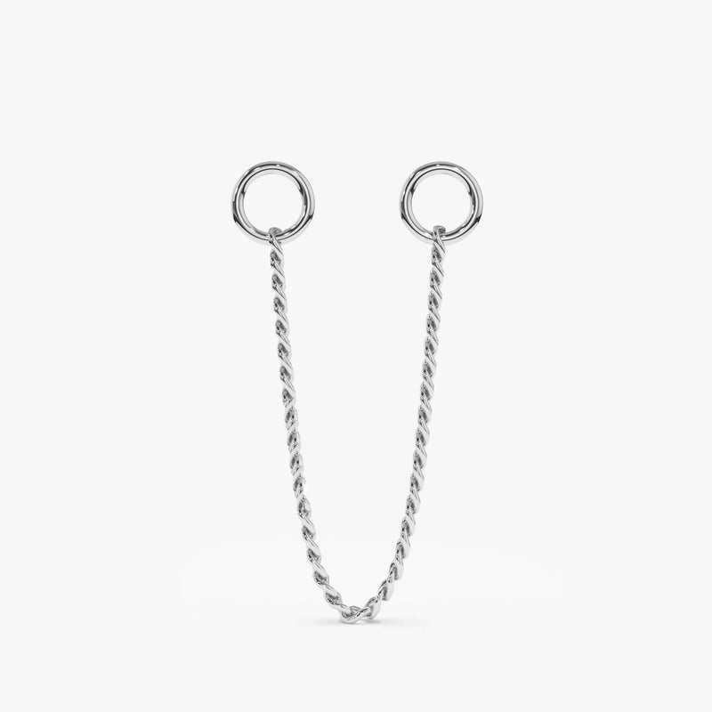 Handmade 14k solid white gold cuban chain charm for huggies 