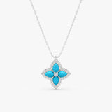 Turquoise & Lab Grown Diamond Clover Necklace, Eirlys