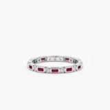 white gold baguette ruby round diamond band