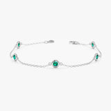 white gold natural green birthstone bracelet 