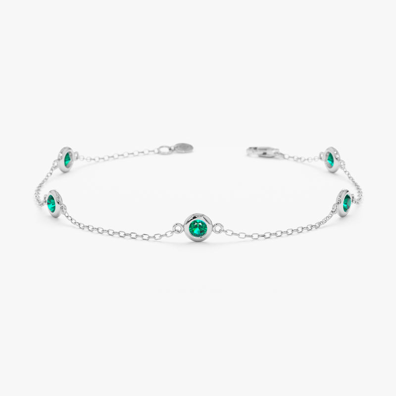 white gold natural green birthstone bracelet 