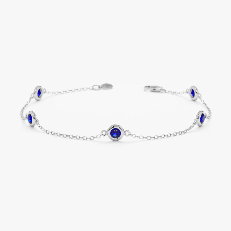 Blue Sapphire Station Bracelet, Tanya