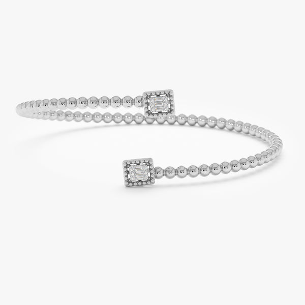 White Gold Baguette Diamond Cuff Bracelet