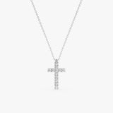 religious solid gold diamond lined cross pendant necklace