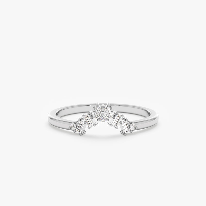 white gold and white diamond engagement stack nesting ring