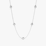 solid white gold diamond by the yard necklace with five bezel diamonds