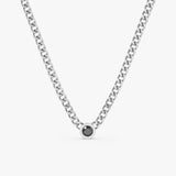 white diamond miami cuban chain necklace with solitaire black diamond bezel