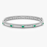 14k Gold Ribbed Emerald Bangle, Melina