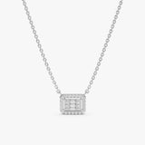 solid white gold octogen diamond pendant necklace
