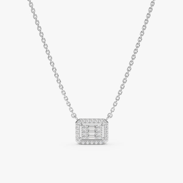 solid white gold octogen diamond pendant necklace