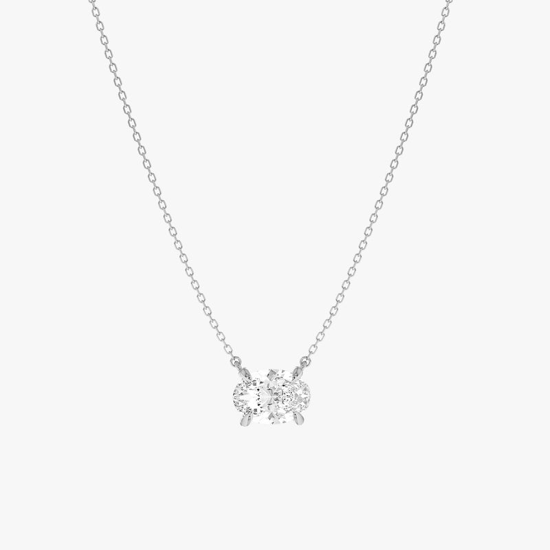 1ct Lab Grown Oval Diamond Solitaire Necklace, Neris