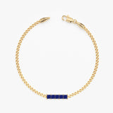 Princess Cut Sapphire Cuban Chain Bracelet, Lyriavelle