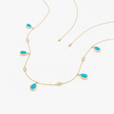 Turquoise & Diamond Dangle Station Necklace, Caelia