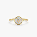 Round pave diamond engagement ring in yellow gold