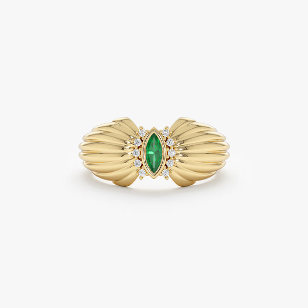 Vintage Marquise Emerald Ring, Zephyra