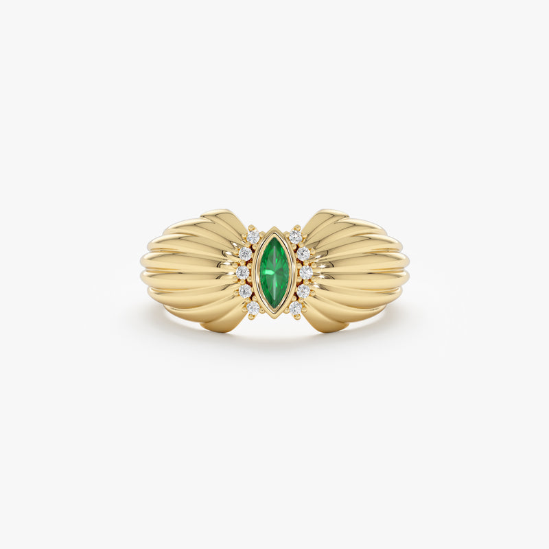 Vintage Marquise Emerald Ring, Zephyra