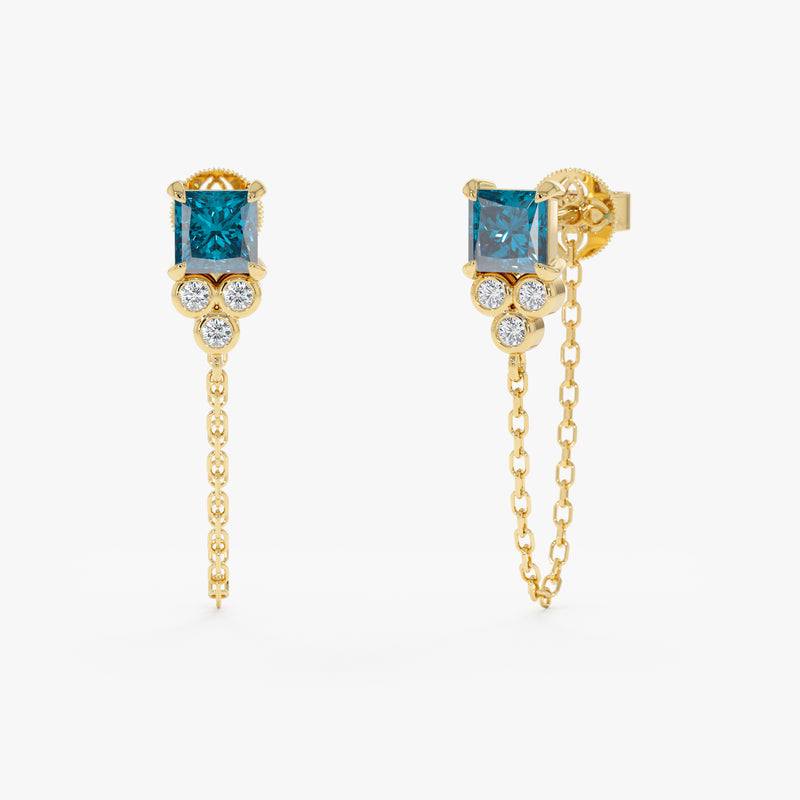 Blue Topaz Chain Earrings, Zeloria