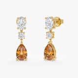 Diamond and Citrine Drop Earring, Maelina