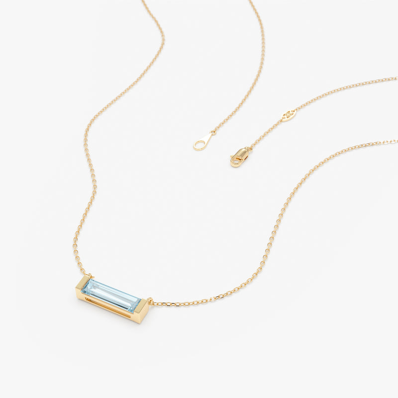 Natural Baguette Aquamarine Necklace, Vix