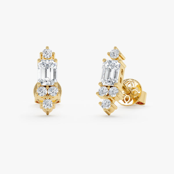 Emerald Cut Lab Grown Diamond Studs, Azelyne