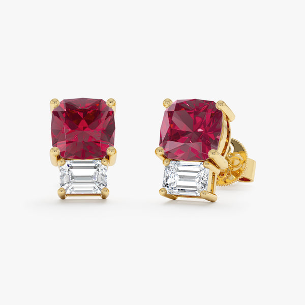 Unique Garnet and Lab Diamond Studs, Agnes
