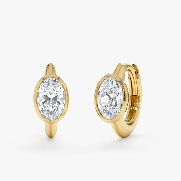 Oval Cut Lab Grown Diamond Huggie, Aniko