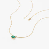 Solid Gold Emerald Oval Necklace, Loa