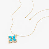 Turquoise & Lab Grown Diamond Clover Necklace, Eirlys