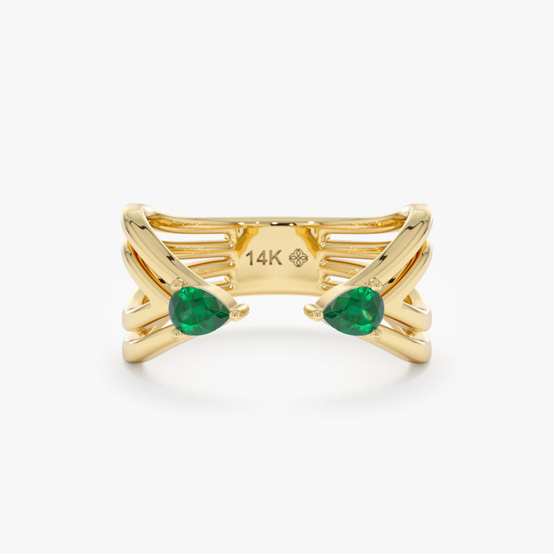 Lab Grown Emerald Open Ring, Aerisyn