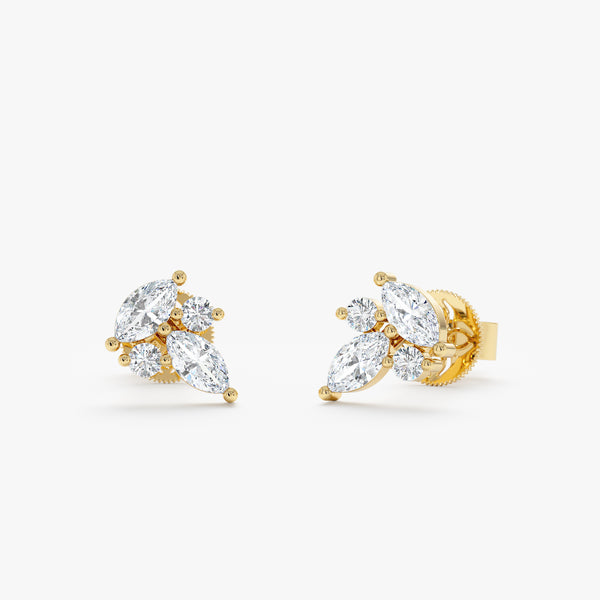 Mixed Cut Lab Grown Diamond Stud Earrings, Maevra