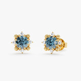 Natural Blue Topaz Stud Earrings, Ysella