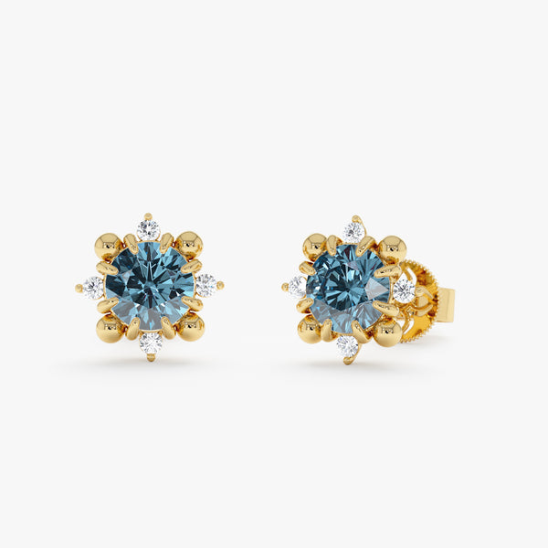 Natural Blue Topaz Stud Earrings, Ysella