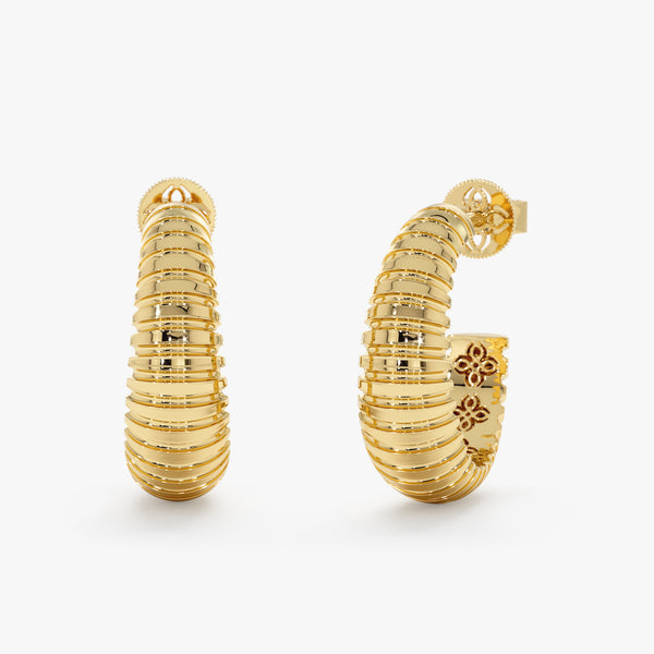 Solid Gold Texture Hoops, Ilona