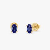 Petite Oval Blue Sapphire Studs, Orinthira
