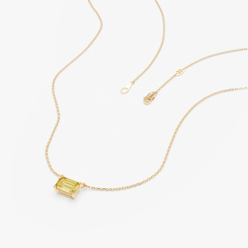 Emerald Cut Yellow Sapphire Necklace, Lexa