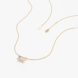 Emerald Cut Rose Quartz Necklace, Lexa