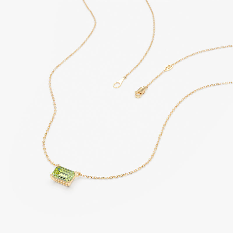 Emerald Cut Peridot Necklace, Lexa