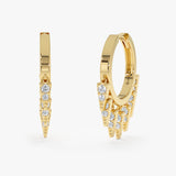 Diamond Dangle Huggie Hoop Earrings, Zephania