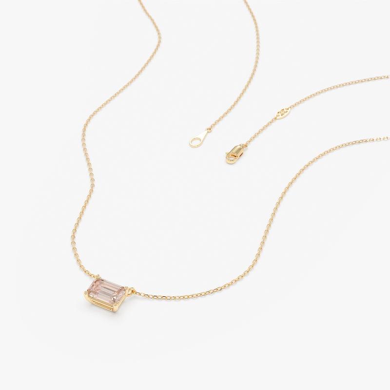 Emerald Cut Morganite Necklace, Lexa